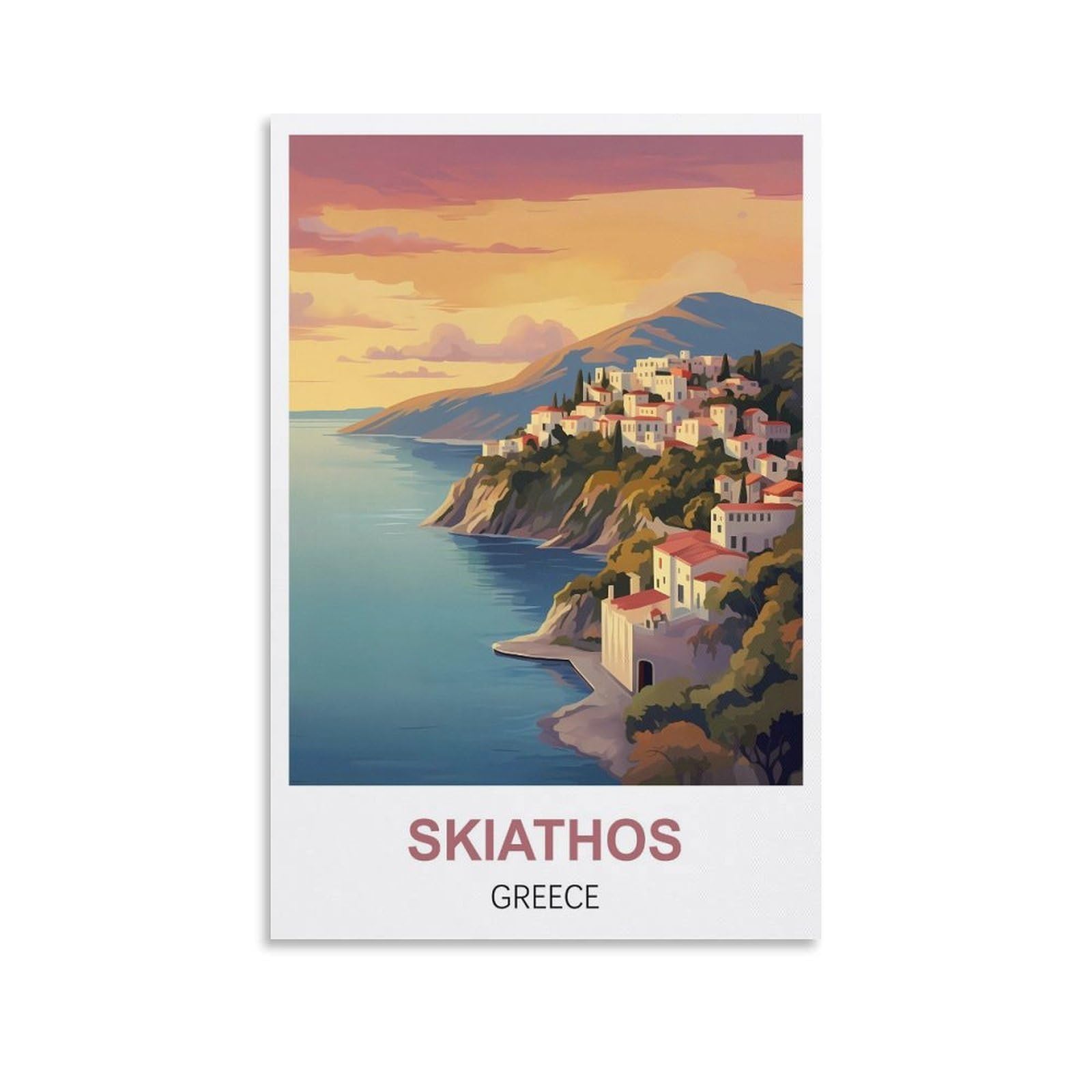 CYYHGEE Skiathos Greece Vintage Travel Poster 08x12inch(20x30cm) Canvas Poster Wall Art Living Room Home Decor