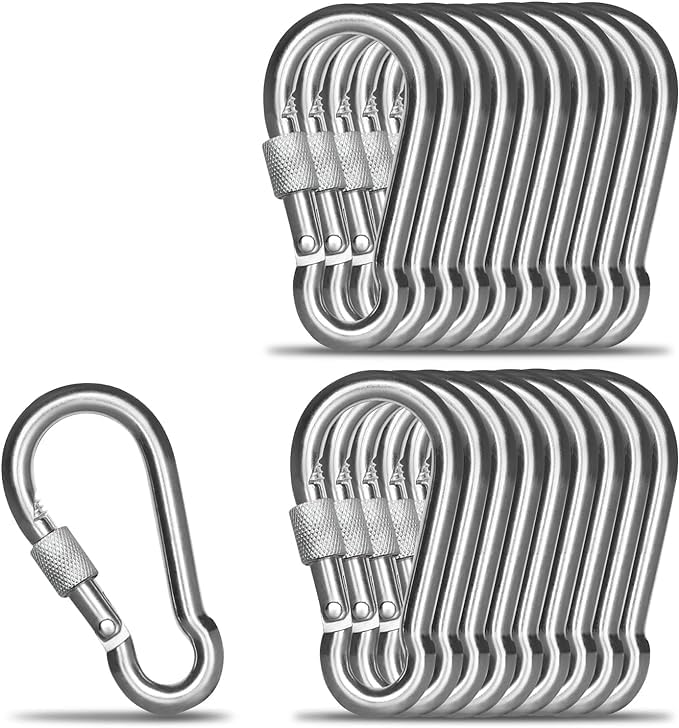 GYMRAT™ M8x80mm Multipurpose Snaphook/Carabiner Hook with screw, Heavy Duty Hook, Hook Swing Connector, Gym Cable Attachment (8MM with LOCK, PACK of 20) (B0D8JBJVG7) Amazon Price History, Amazon Price Tracker