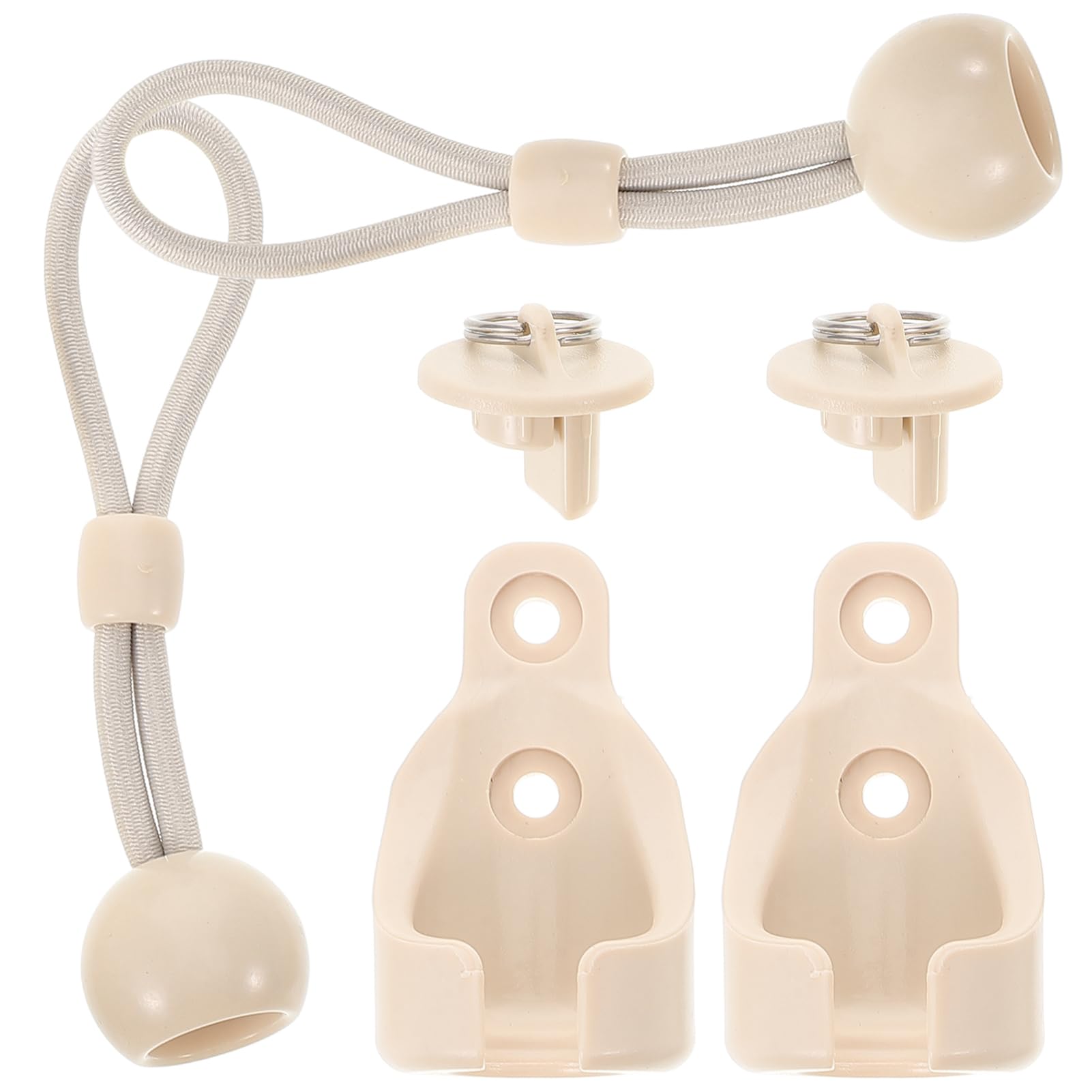 VILLCASE 1 Set Heavy Duty Bungee Cord Ends Set with Ball Stoppers End Caps Windproof Curtain Rod Holders for Easy Installation for Indoor Outdoor Blinds for Various Thicknesses