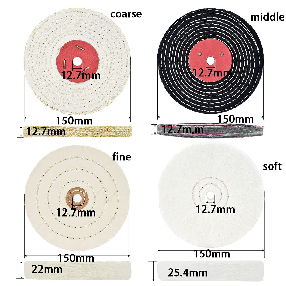 150mm Polierscheibe Passen für Polierschleifer mit 12.7mm(weich und fein) und12.7mm (mittel und grob) Dornloch - 4 Stücke …