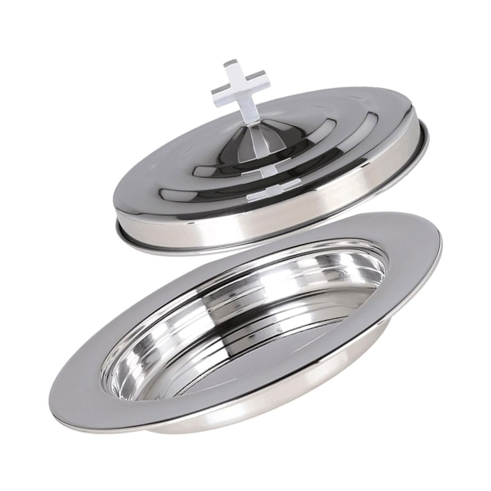Nucelit Stackable Stainless Steels Communion Bread Plate with Lid for Event and Religious Gatherings Space Saving Design Communion Serving Tray