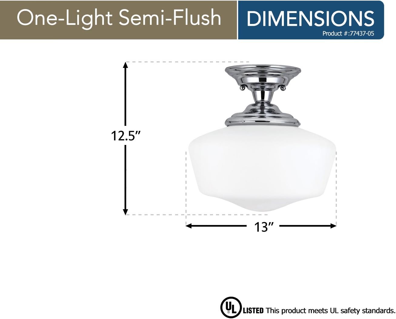 Black Friday Clearance Sea Gull Lighting 77437-05 Academy Semi-Flush Mount Ceiling Fixture, Large One Light, Heirloom Bronze