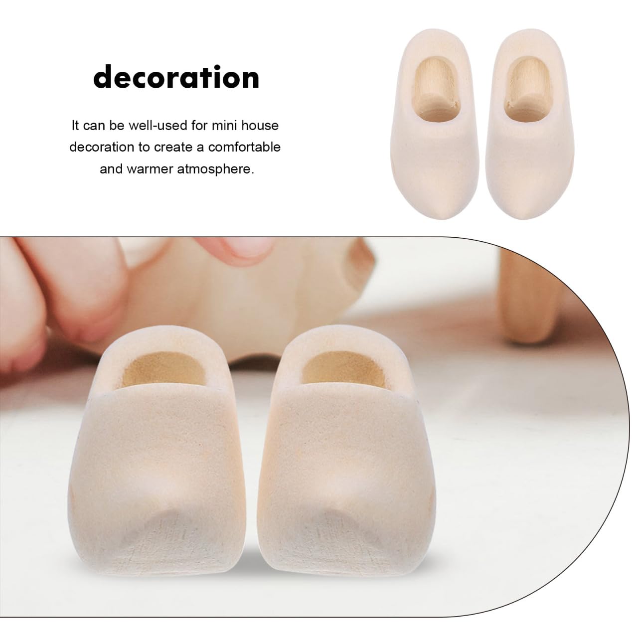 EXCEART 1 paio di mini scarpe di legno olandesi Portachiavi decorativo zoccoli ornamenti in miniatura accessori per la casa delle bambole fai da te scarpe per bambole Natale figure in legno