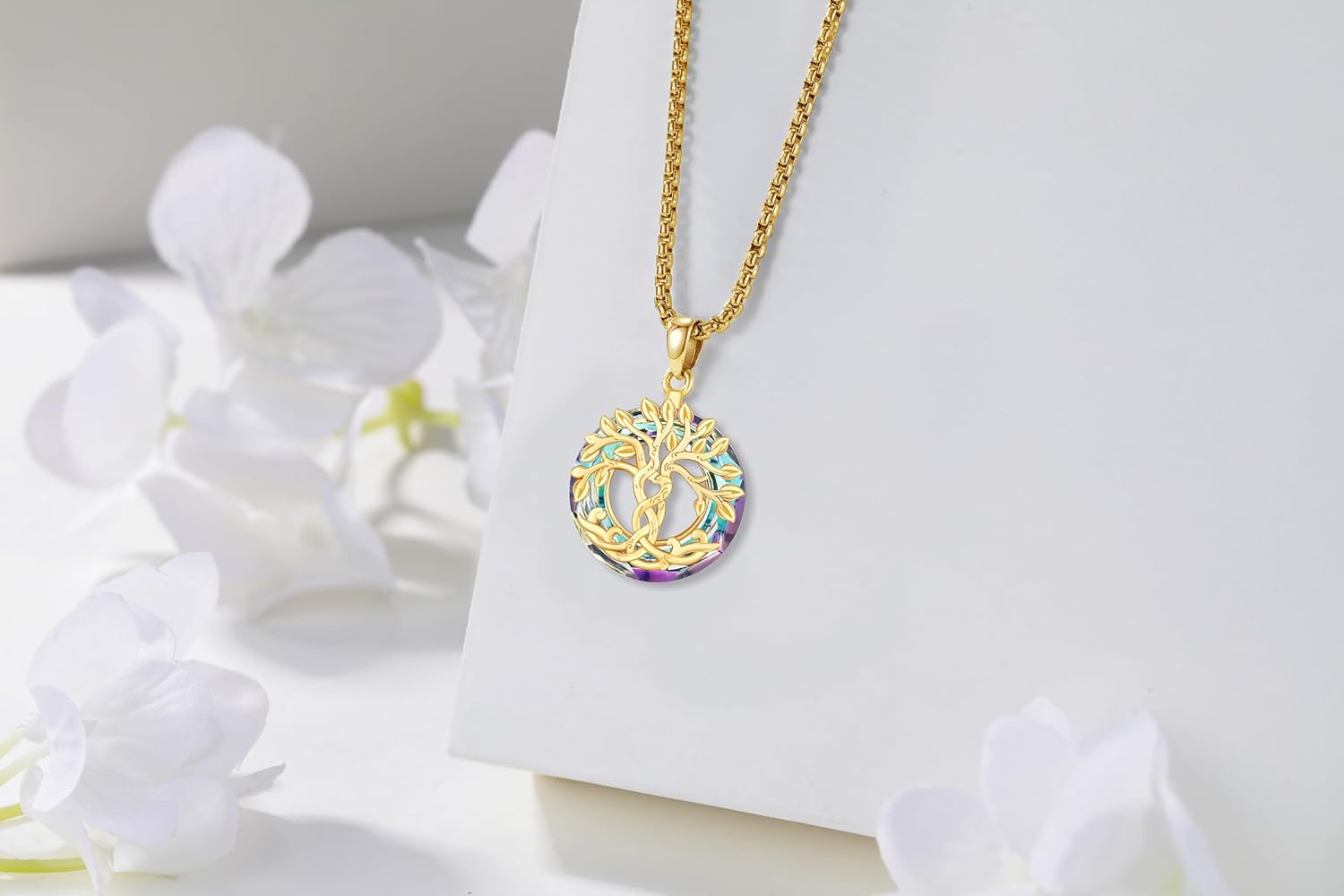 Tree of Life Necklace for Women 925 Sterling Silver Family Tree of Life Pendant with Austrian Crystal 22 Inches Chain - Image 4