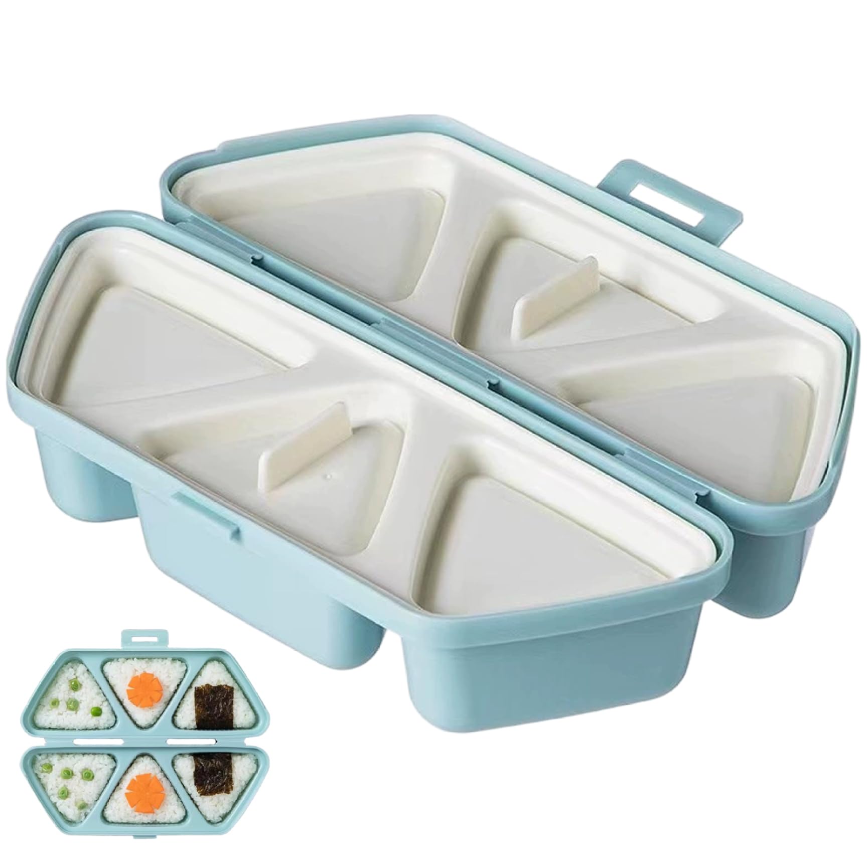 Cakeeyum Blue 6 In 1 Onigiri Mold Non-Stick 6 Cavity Rice Ball Mold Triangle Onigiri Maker Foldable And Portable Rice Ball Maker Easy To Clean For Making And Storing Sushi In 1