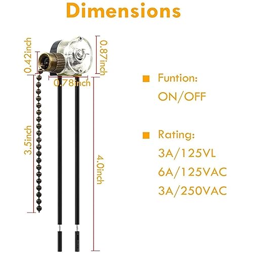 Miniatura 9 de Interruptor de luz de ventilador de techo, interruptor de cadena de tracción de oreja ZE-109, interruptor de luz de ventilador, velocidad de