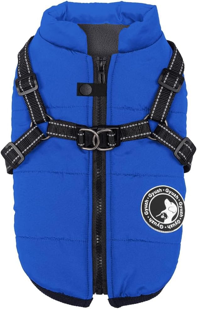 Gyuzh Dog Coat with Harness Puppy Coats Small Dog Harness Jacket Winter Waterproof Jackets for Smal Medium Large Dogs