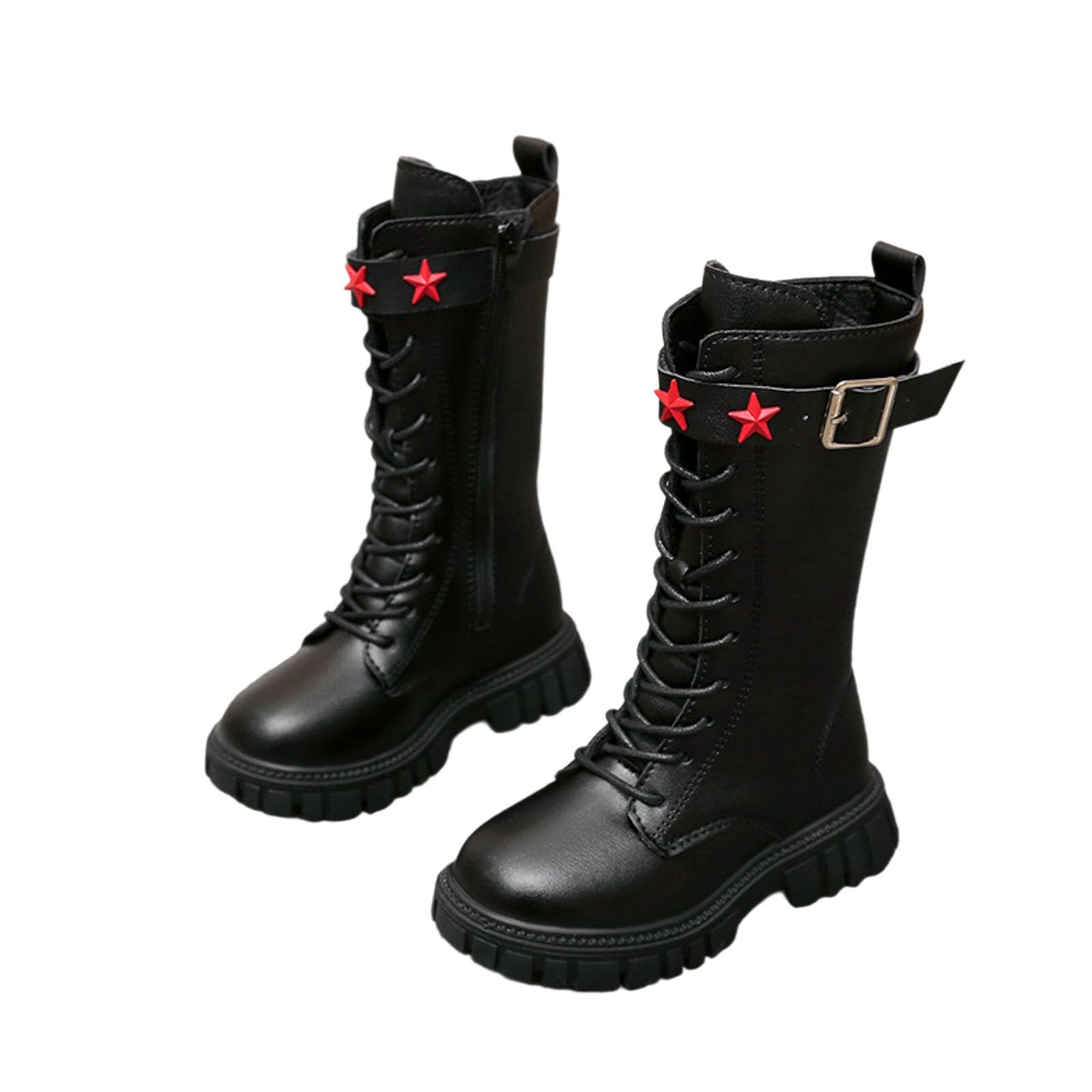 Générique Stivali invernali eleganti per Ragazze con decorazioni stellate modelli Elevati Fibbia Cintura Scarpe Alla Moda per Bambini perfetti per Freddi