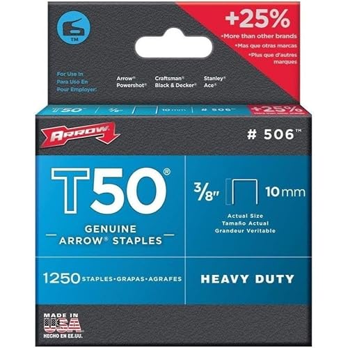 Arrow Fastener 506-5 Genuine T50 3/8-Inch Staples, 1250-Pack - 5 Pack - Thumbnail 4