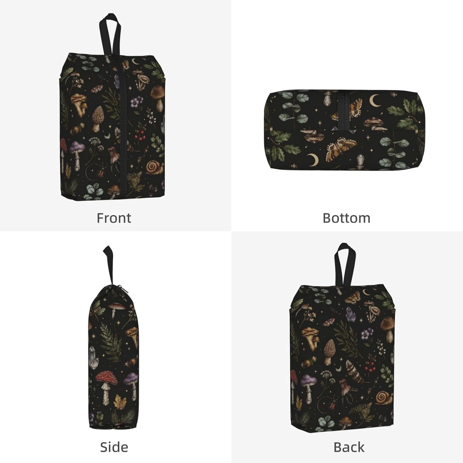 Mystical Witchcore Mushroom Travel Shoe Bag for Men & Women, Waterproof Shoe Storage Organizer with Zipper, Portable Shoe Pouch for Sneakers, Heels, Sandals, Gym & Travel Luggage 2PCS image 2