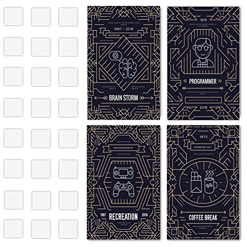 Minimalist Design Posters for a Technological Environment - Make Your Work Area a Place for Geniuses with These High Tech Prints - Wall Art Decor with Double Sided Mounting Tape - Best Gift for Geeks - Decoration for Nerds