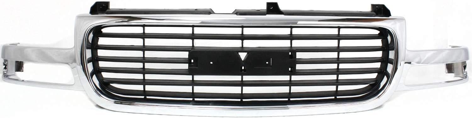 Garage-Pro Grille Assembly KIT Compatible with GMC Sierra 1500 1999-2002, Sierra 2500, Yukon 2000-2006, Yukon XL 1500 Except C3/Denali Models Chrome Shell with Painted Black Insert