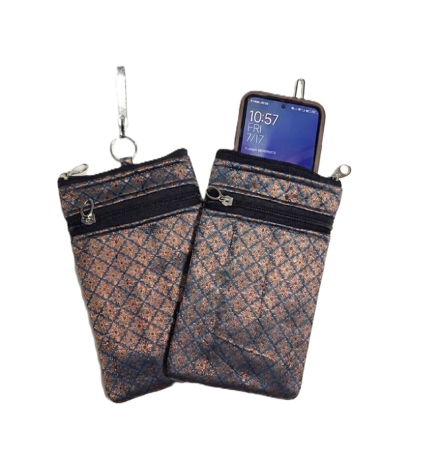 Ethnic Fabric Mobile Pouch with Keyring for Women & Girl-image-37
