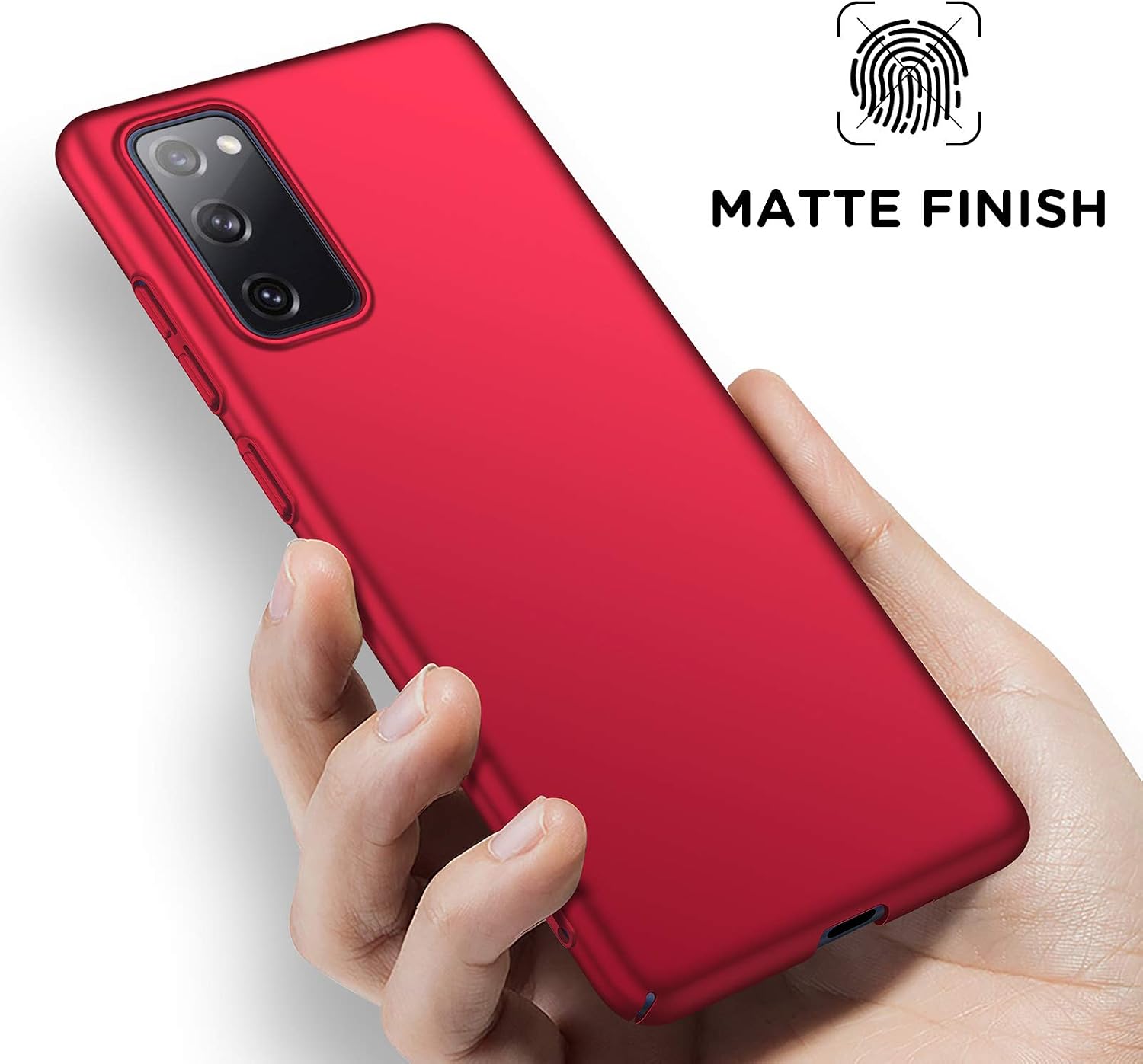 ORNARTO Case for Samsung S20 FE 5G,Thin Premium Hard Plastic Matte Finish Anti-Scratch Cover Cases for Samsung Galaxy S20 FE 5G(2020) 6.5" Red