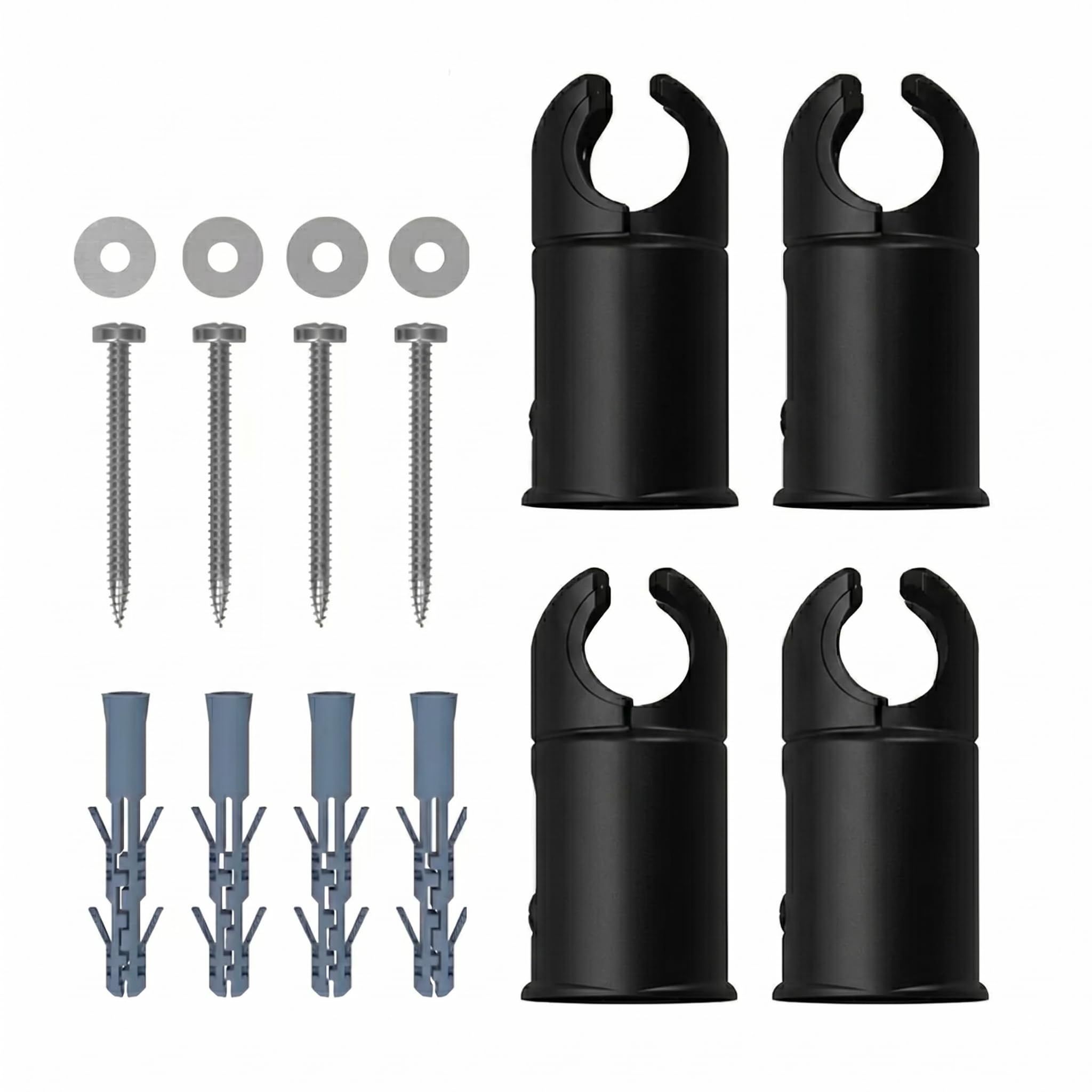 CLAMP Universal Towel Rail Brackets 19-20-22-25mm - Adjustable Flat & Curved (Black)