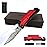 ALBATROSS 6-in-1 Modern Damascus Steel Folding Pocket Knives with LED Light,Seatbelt Cutter,Glass Breaker,Magnesium Fire Starter,Bottle Opener;Multi-Function Emergency Tool(Red-DA)