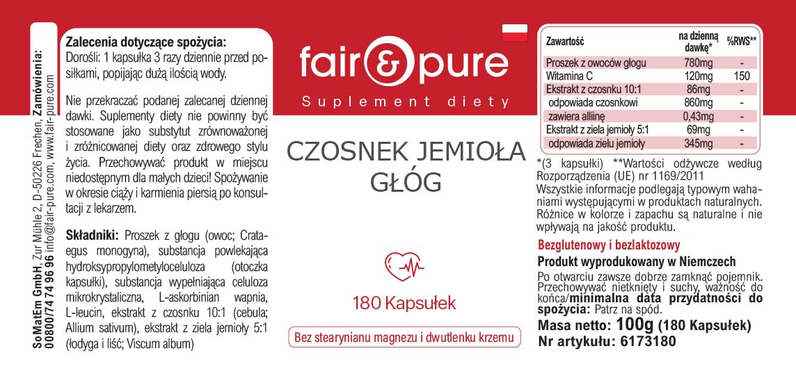 Fair & Pure® - Estratto di Aglio con Vischio e Biancospino - Vegan - 180 Capsule
