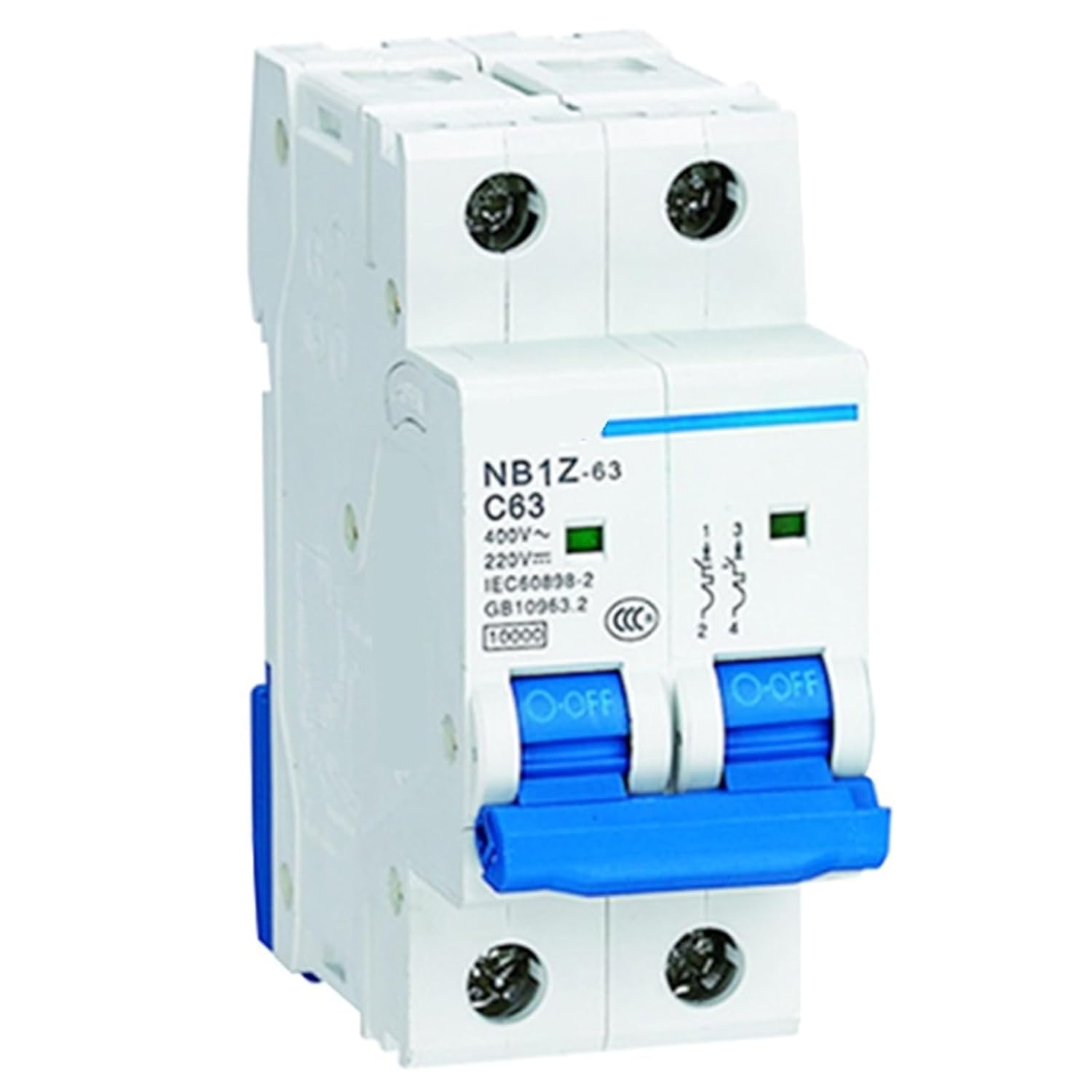 DC Circuit Breaker NB1Z-63 1P 2P C Type 1A-63A Two-Pole 1Pcs(2P,50A)