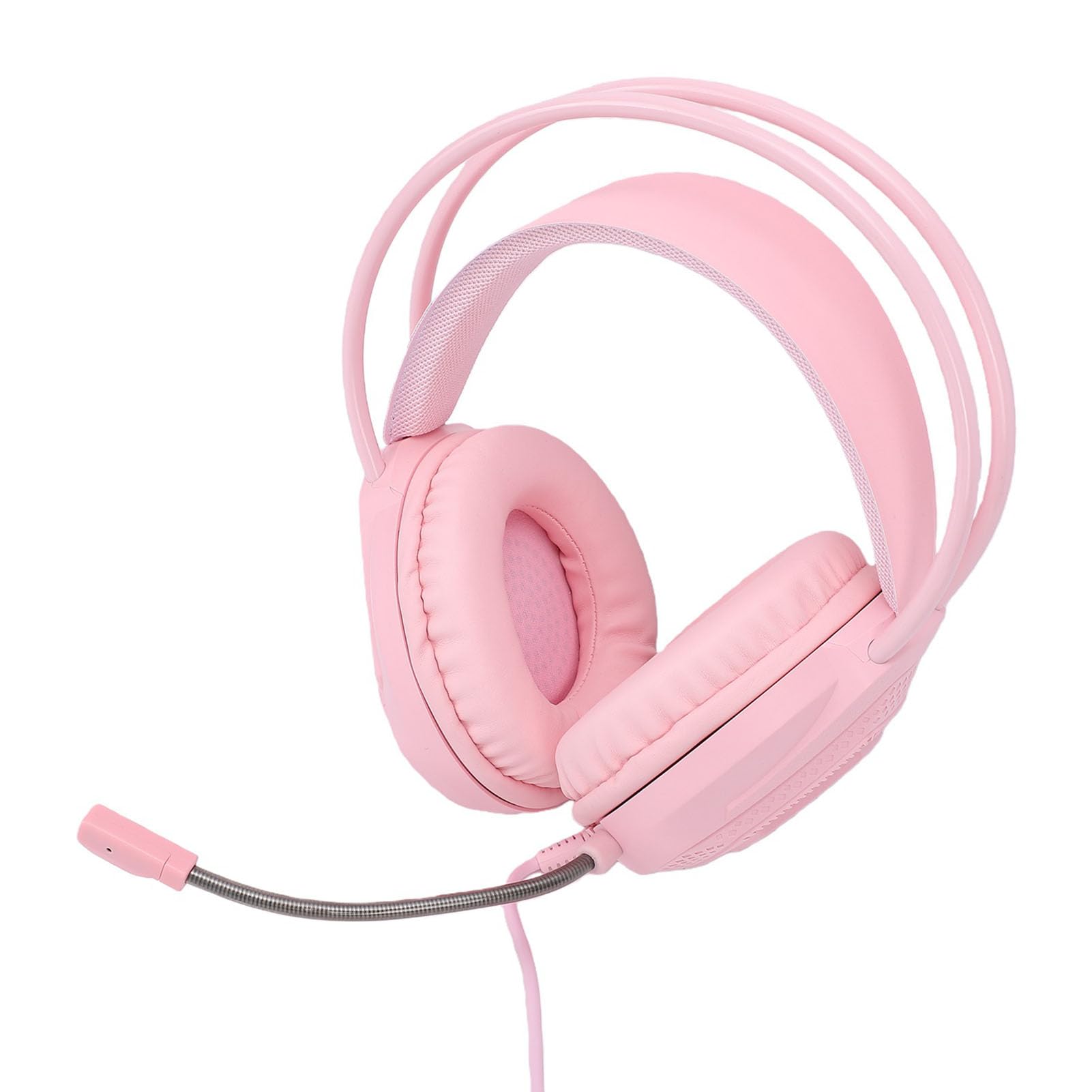 Casque de jeu filaire 3,5 mm 7.1 son surround RVB avec microphone antibruit, pilote de 50 mm, coussinets d'oreille en mousse à mémoire de forme pour PC Switch (rose)