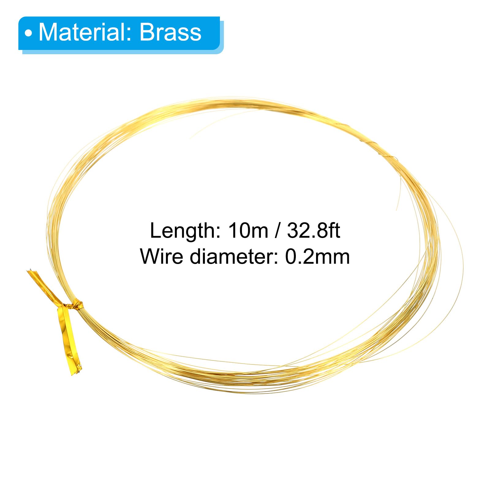PATIKIL Half Hard Brass Wire, 2Pcs 32Gauge/0.2mm Diameter 10m/32.8ft Pure Craft Wire for Jewelry Making Beading Garden Plants - Image 2