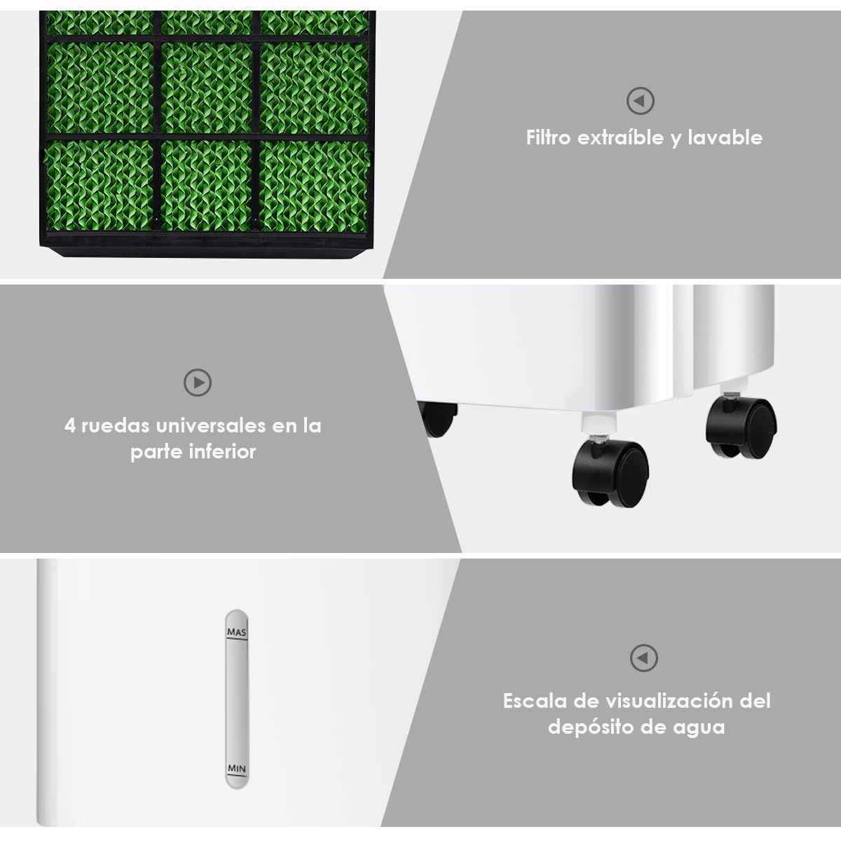 GOPLUS Aire Acondicionado Portátil 4 en 1, Purificación Ventilador Humidificador Enfriador de Aire Móvil con Depósito de Agua 8L, Climatizador Evaporativo 3 Velocidad, Temporizador 7,5H, Contro Remoto