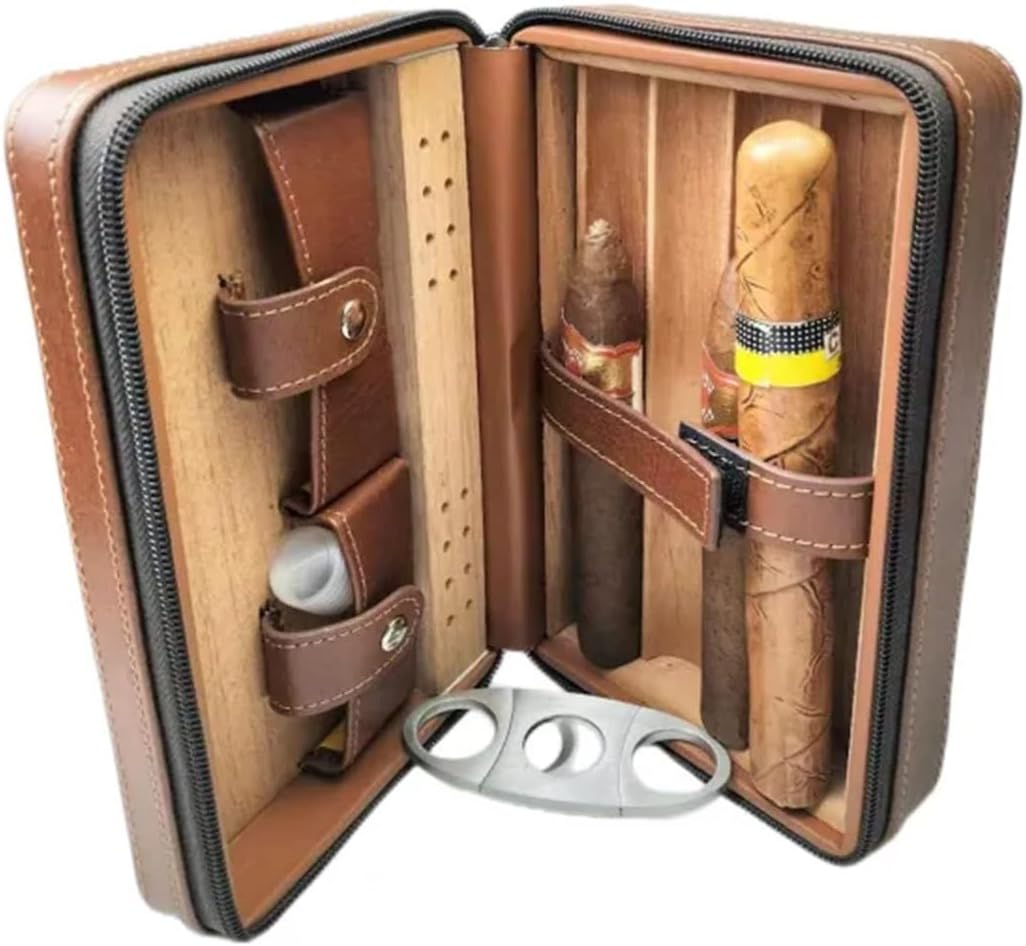 Cigar Humidor Portable Cigar Humidor Cedar Wood Cigar Case Box Leather Humidor Cigar Smoking Accessories Portable Cigar Box (Color : Cigar humidor 3)