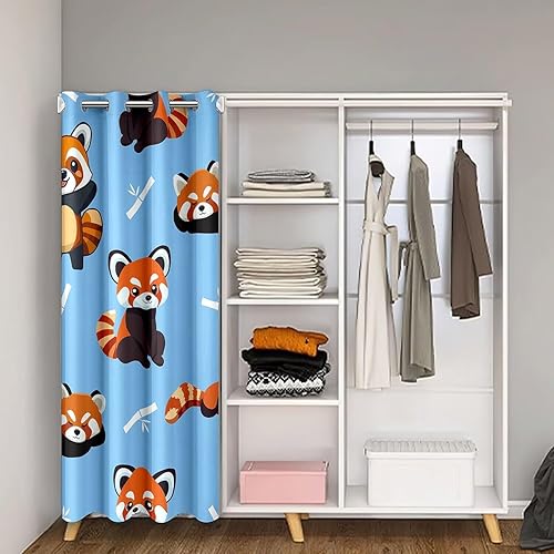 Miniatura 2 de Cortinas de puerta de panda rojo, cortina opaca Kawaii de 34 pulgadas de ancho x 80 pulgadas de largo, cortina de puerta con bonito patrón de