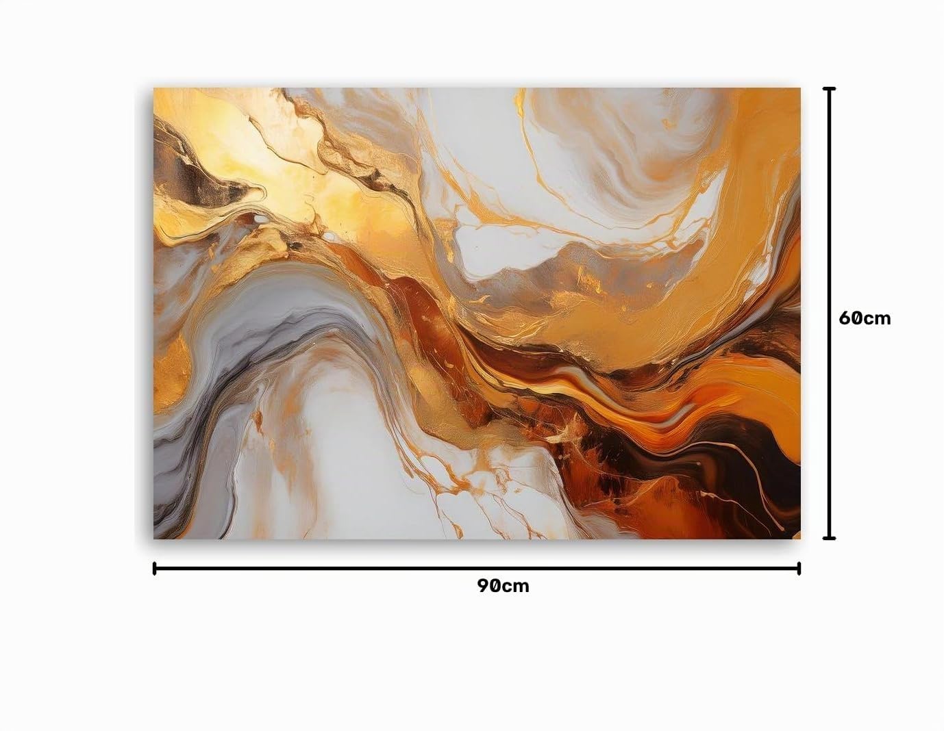 Feeby - Impression sur Toile - Tableaux Decoratifs Muraux - Texture Or Cuivre Abstrait - 90x60 1partie - Décoration pour le Salon et la Chambre - Tableau toile Intissé pour le mur