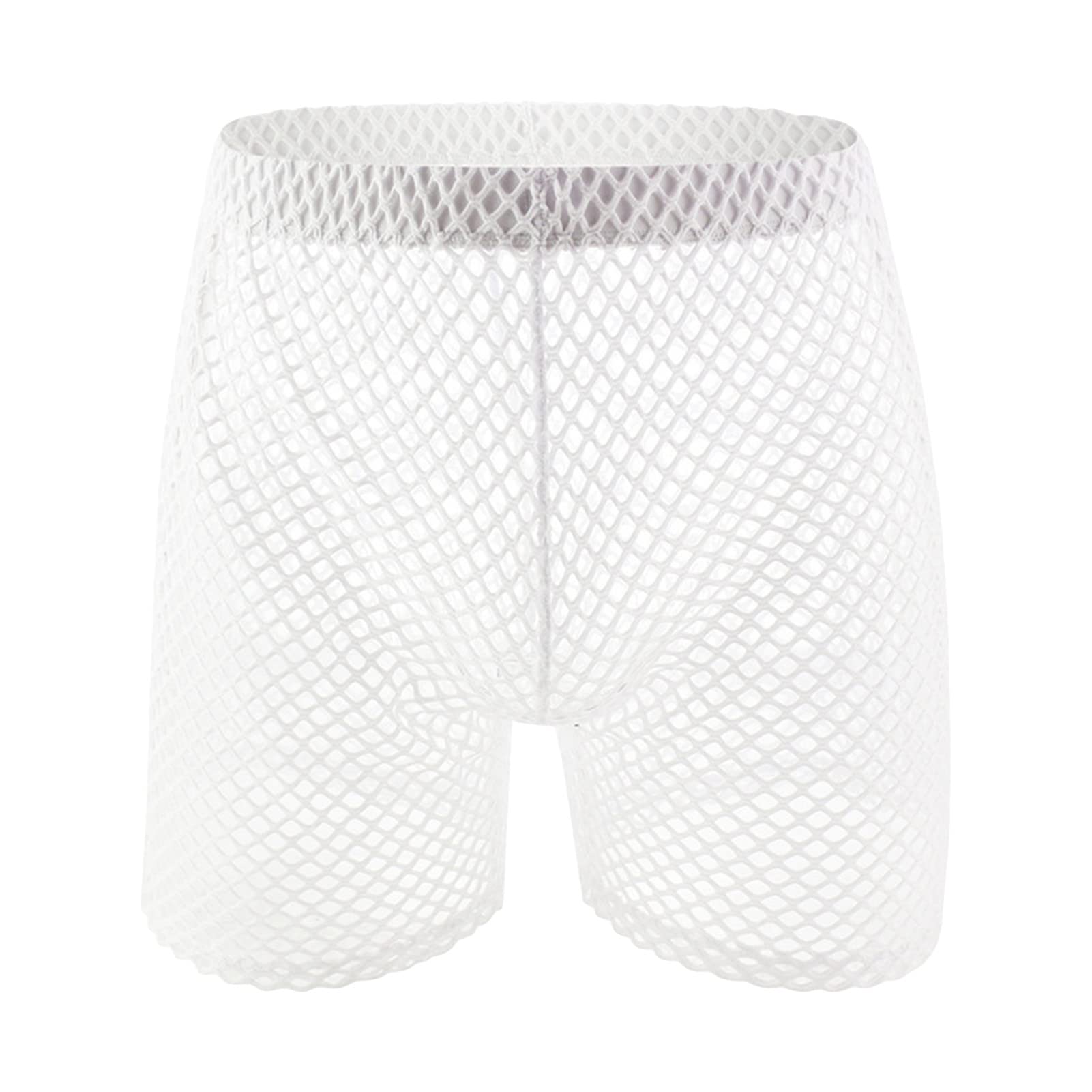 Maiyifu-GJ Men's Sleeveless Fishnet Tank Top Mesh Sheer Muscle Workout Vest See Through Boxer Briefs Trunks Underwear (White 3,Small)