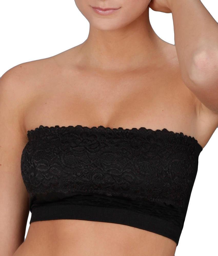 Stapless Lace Coverage Cube Bandeau Bra for Women
