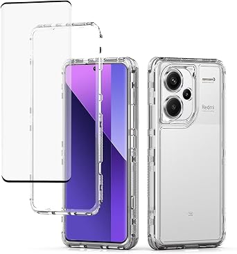 for Redmi Note 13 Pro+ 5G, Redmi Note 13 Pro Plus 5G Case with Tempered Glass Screen Protector, Crystal Clear Full Body 3 Layer Protective Phone Cover for Xiaomi Redmi Note 13 Pro+ 5G Clear