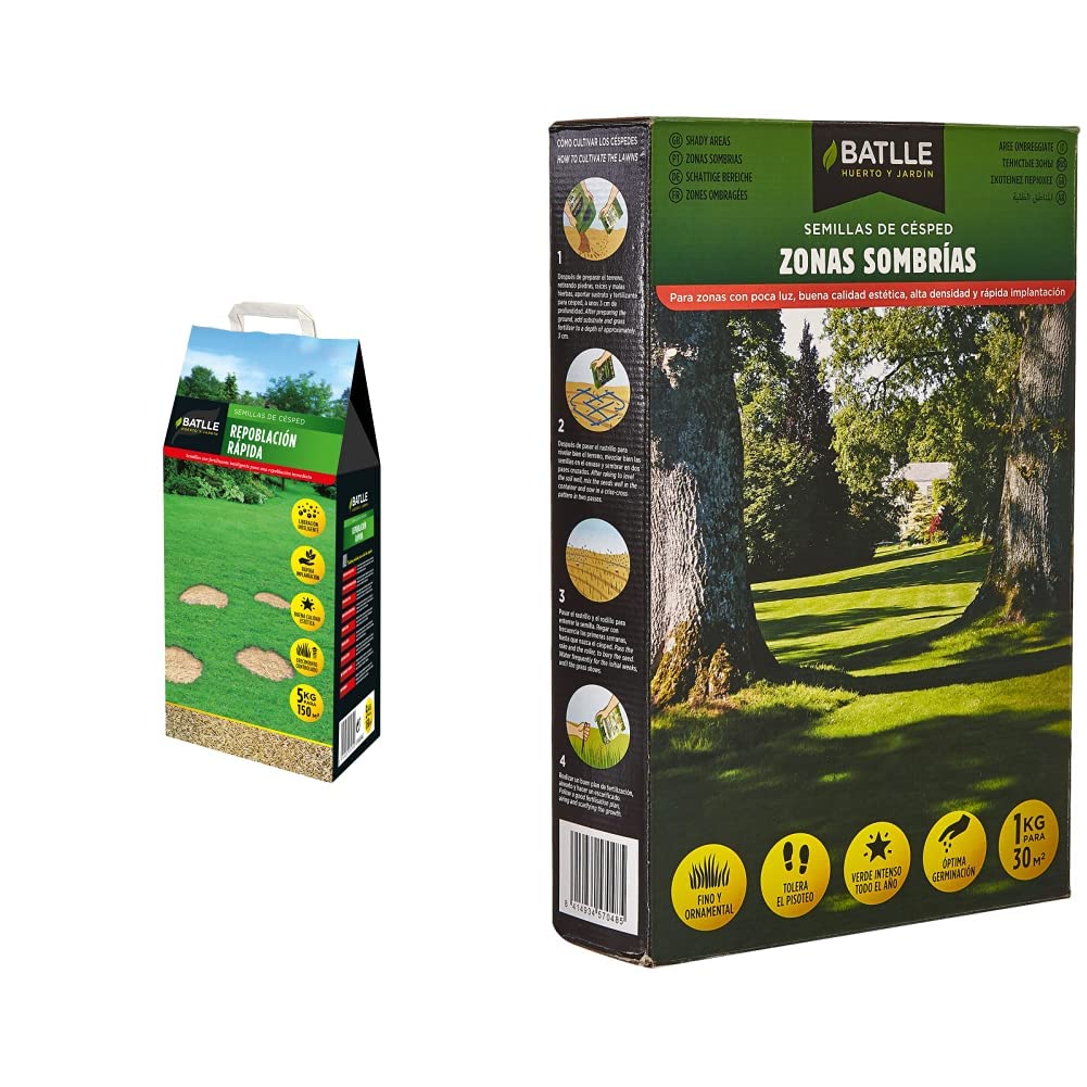 Césped Repoblación Rápida - 5kg & Césped Zonas Sombrías - 1kg