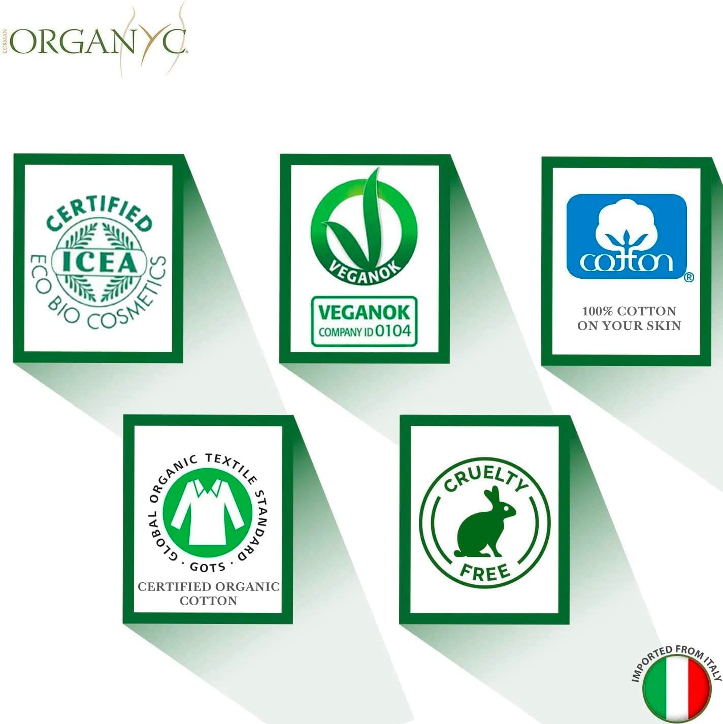 Organyc, Nawilżane chusteczki do higieny intymnej ze 100% organicznej bawełny certyfikowanej, 4 opakowania po 20 chusteczek (Razem 80 sztuk)