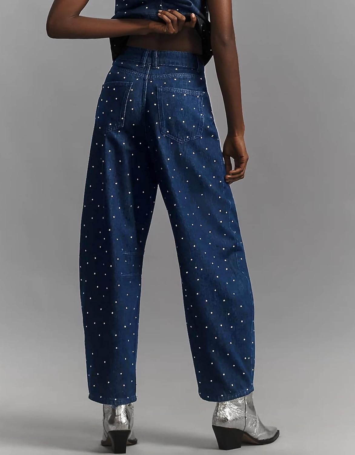 Kedera Rhinestone Jeans for Women Wide Leg Baggy Pants Y2K Mid Rise Jeans Bedazzled Sparkl Bling Pants Streetwear - Image 2