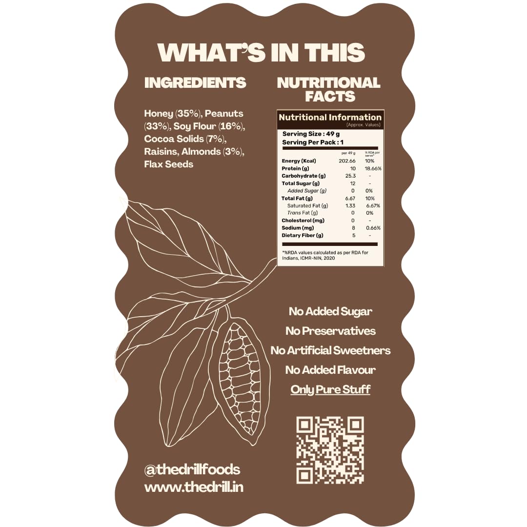 The Drill Bite - Nutty Cocoa | Pack of 6 |10g Protein Bar | Muscle Gain & Energy | No Added Sugar | Natural Ingredients | No Preservatives | Clean Plant Protein — Amazon image 3