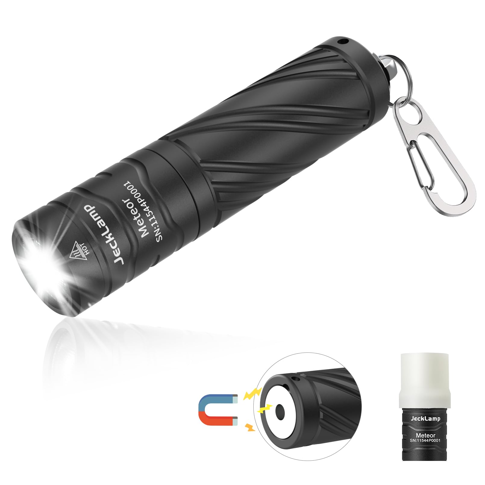 JECKLAMP Rechargeable Mini Flashlight with Magnetic Tail, 800 High