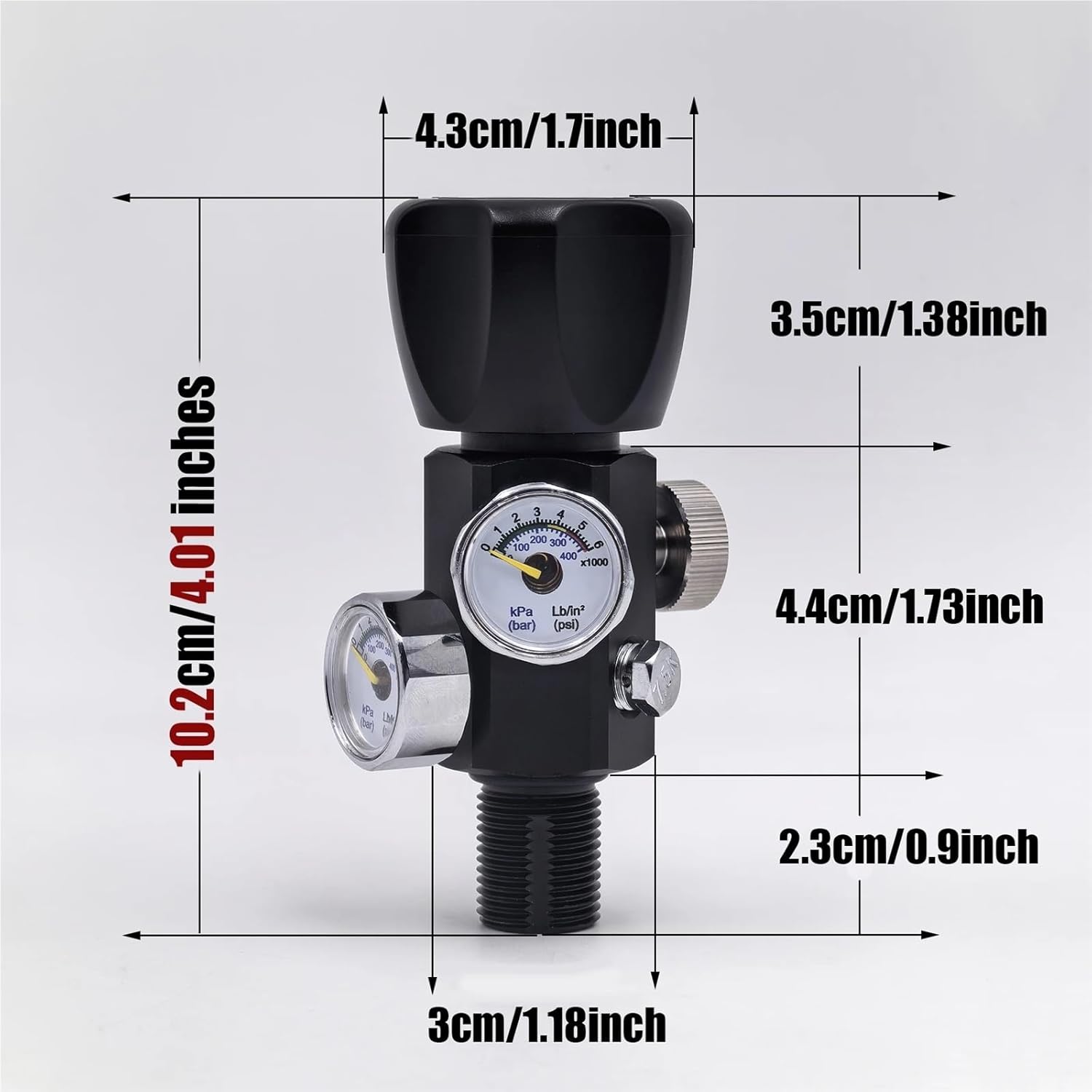 DIN Valve Fill Station Adapter 4500psi/300bar with 20inches Hose Dual Gauge for Charging Scuba Tank Diving(G5-8)