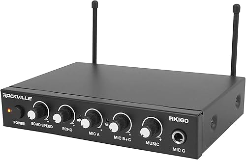 Miniatura 2 de RockvilIe RKI60 - Mezclador de micrófono inalámbrico dual para karaoke para sistema de cine en casa