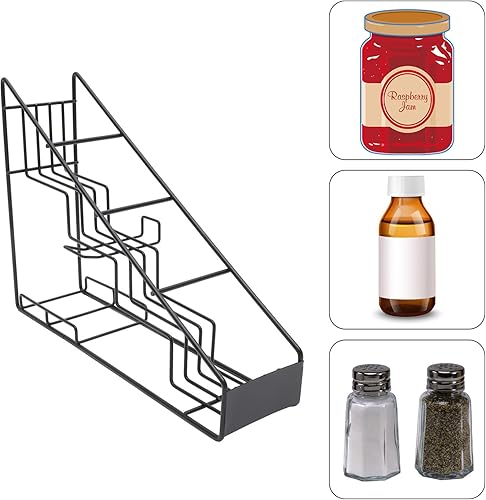 Miniatura 5 de DOITOOL Organizador de jarabe de café para encimera, organizador de botellas de alambre con 4 compartimentos, almacenamiento para jarabe, vino,