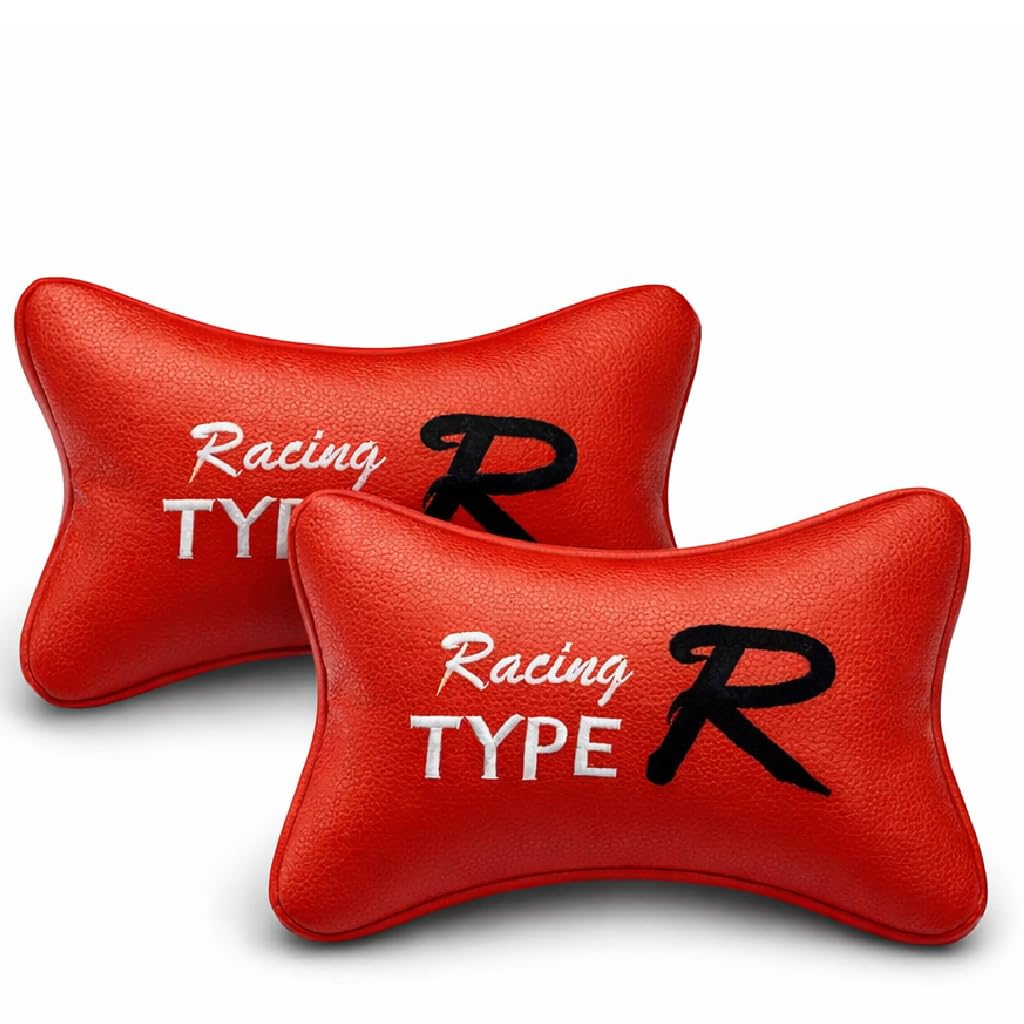 Adroitz Universal Car Neck Rest Pillow/Cushion Set Headrest Pain Relief Support with Adjustable Strap Faux Leather Car Cushion for All Cars Pillow for Comfortable Car Rides Pack of 2 Pieces