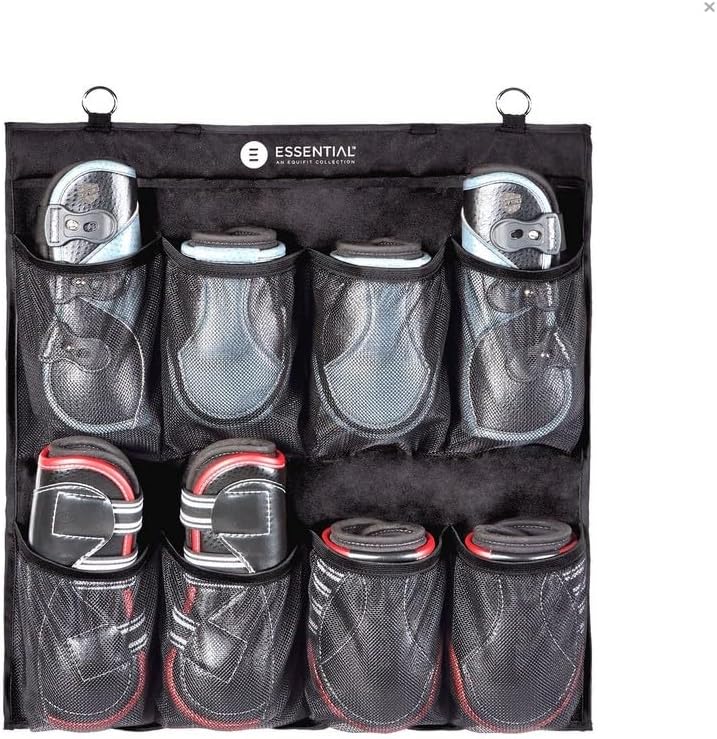 EquiFit Hanging Boot Organizer – Mesh Wall Storage with 8 or 24 Breathable Pockets for Boots & Gear – Nylon Organizer with Stainless Steel Rings (24 Pockets)