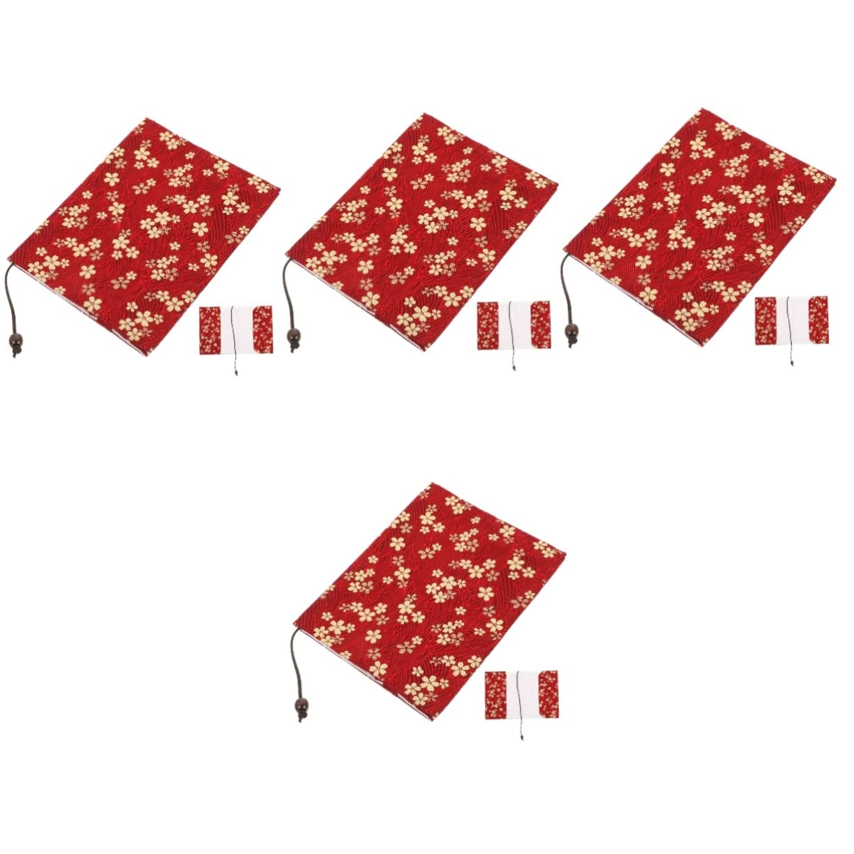 Lurrose 4 Pièces couverture de livre décor de livre en tissu manche de veste de livre pochette de manuels book sleeve bookcase protège-livre fait main pochette de livre décorative rouge