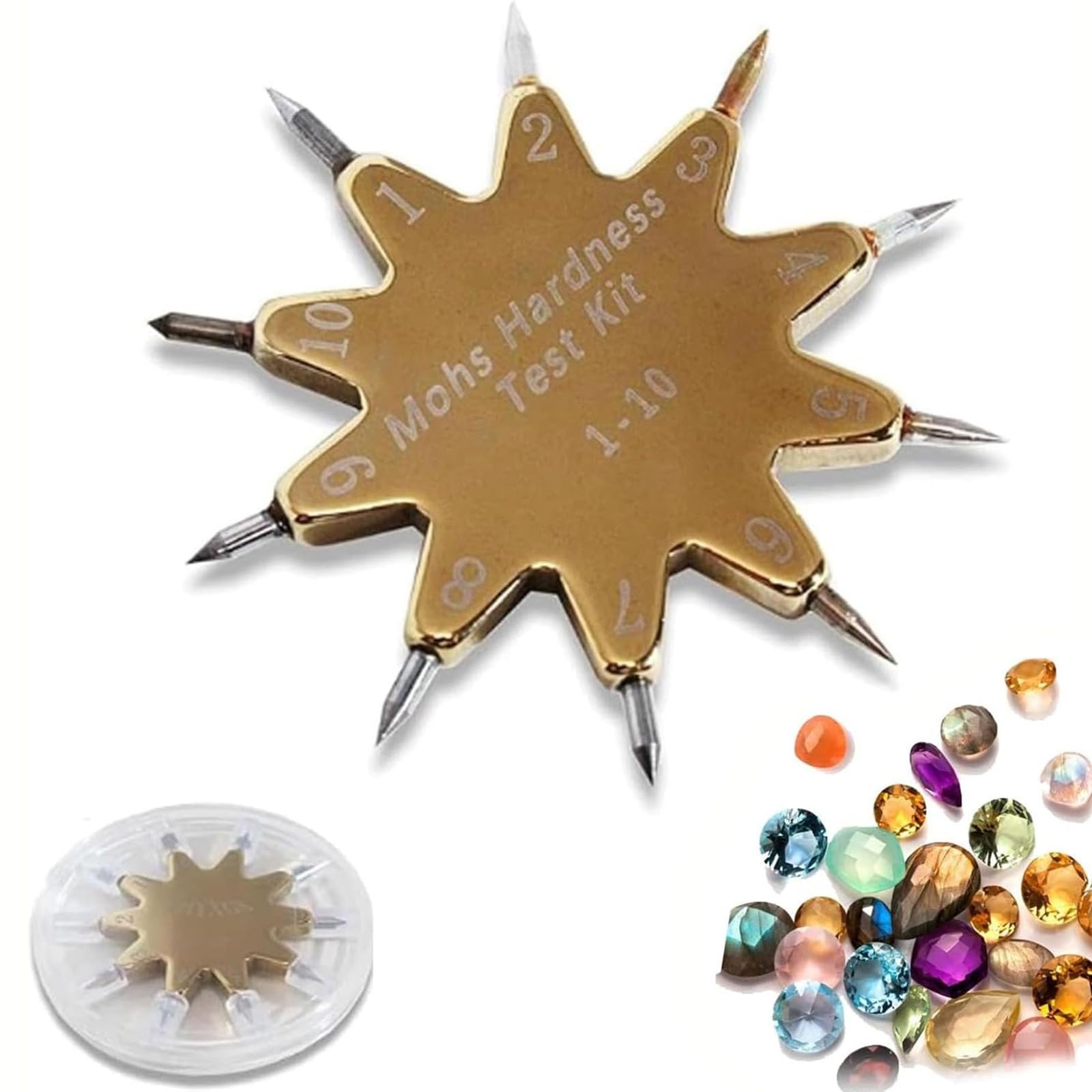 XNZJHPP Professional Mohs Hardness Test Kit - 1-10 Scratch Tester with Gold Star Design for Quick Gem, Jade, Jewelry, Rock & Mineral Testing - Easy to Use