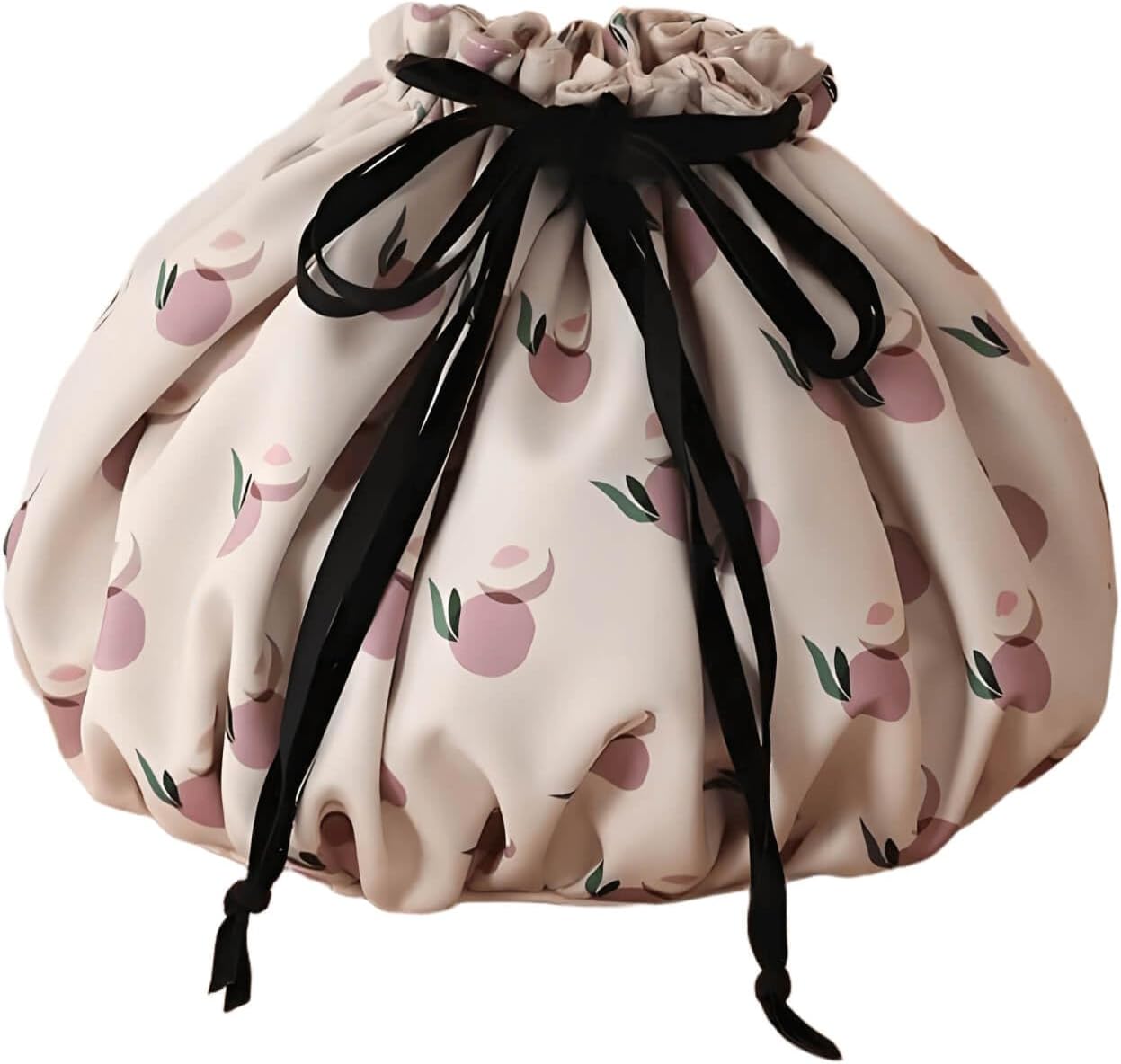 Large Capacity Drawstring Makeup Bag - Lightweight Cosmetic Organizer with Multiple Inner Pockets, Travel Toiletry Pouch for Women & Beauty Lovers (Portable, Effortless Storage)(Peach Pink)