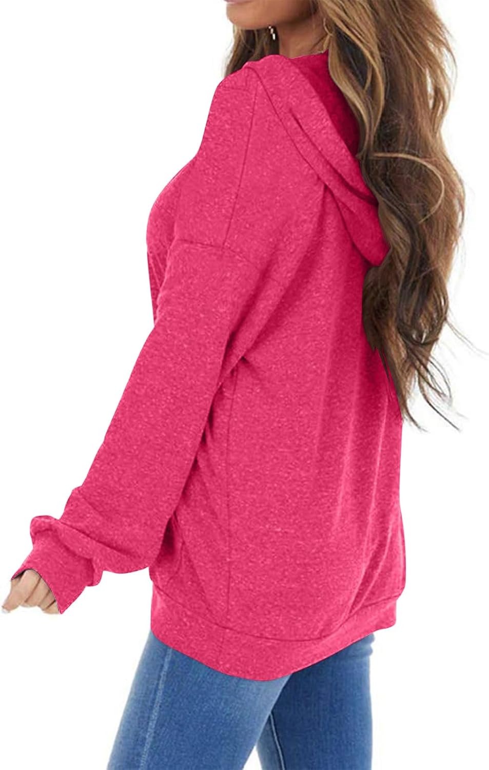 PGANDS Women's Long Sleeve Drawstring Hoodies Sweatshirt Casual Loose Lightweight Pullover Tops with Pocket - Image 2