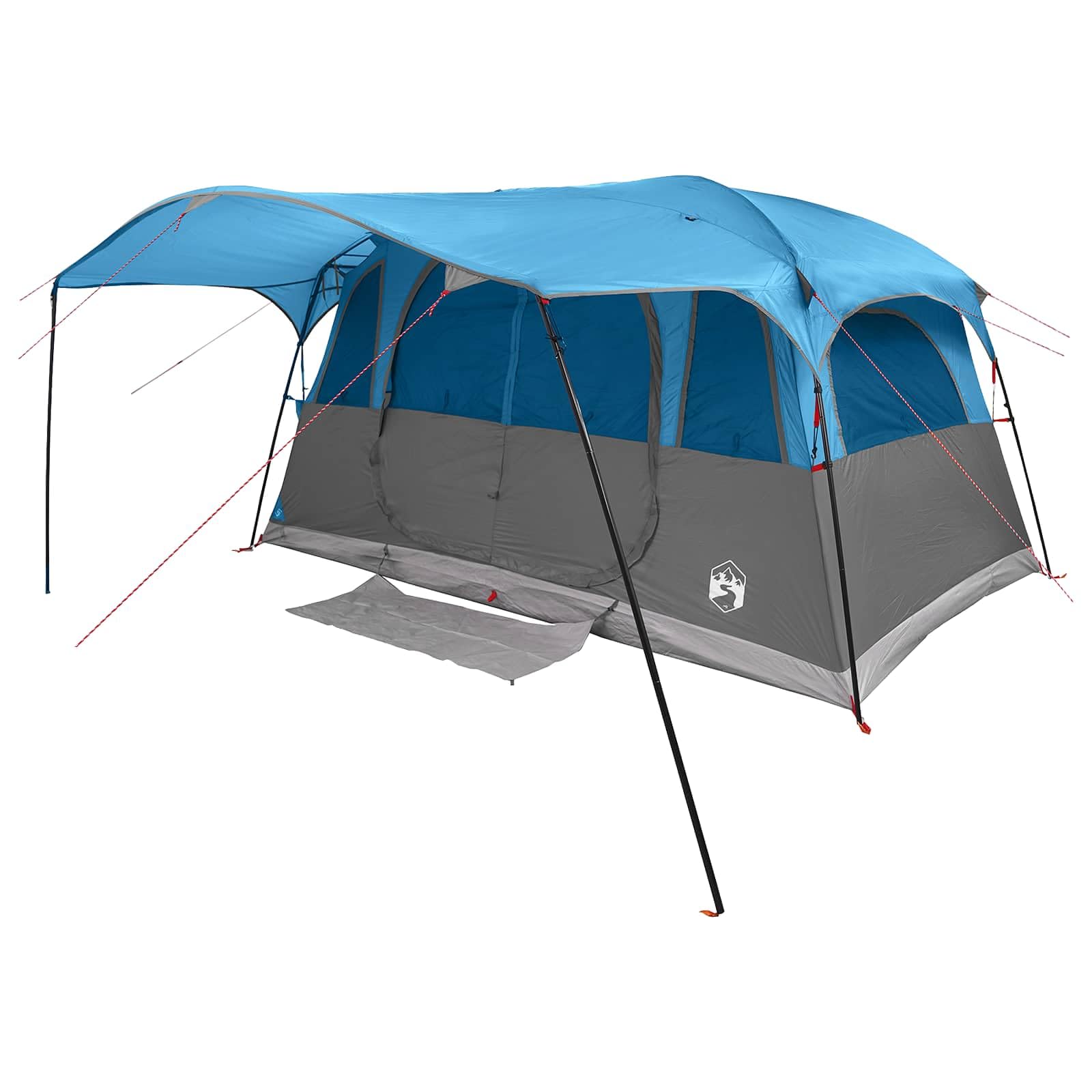 Tenda da campeggio per 10 persone, verde, poliestere e acciaio