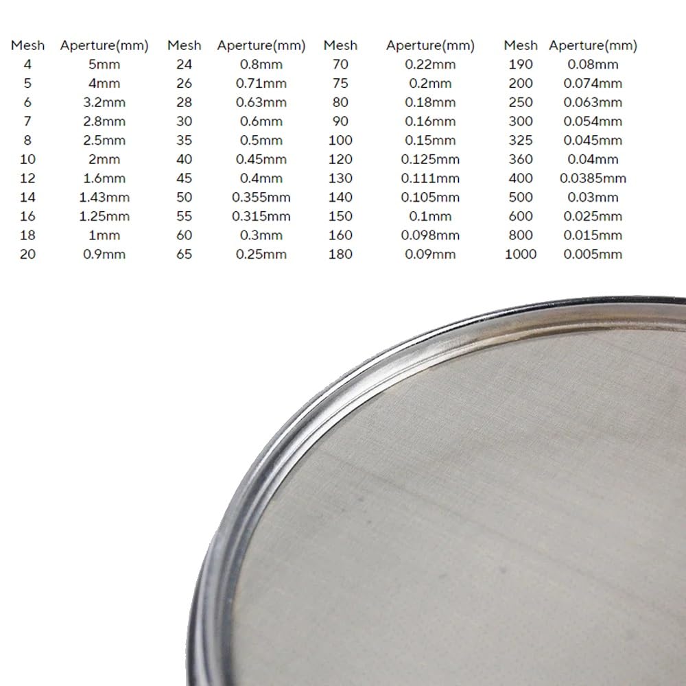 1 laboratoryjne standardowe sito testowe 20 cm o oczkach 12–200 | Sito laboratoryjne z chromowaną ramą do badania ziarna piasku w proszku o wysokości 5 cm(200 mesh)