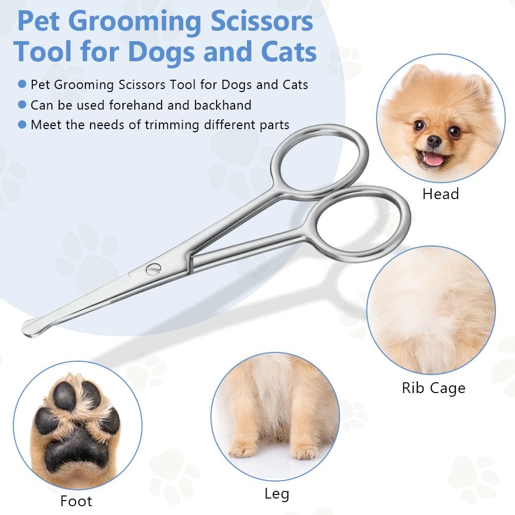 Adiwo Forbici per Animali, 10,5 cm Punta Arrotondata Forbici in Acciaio Inossidabile, Forbici per Toelettatura degli Animali Domestici, per Animali Capelli Toelettatura