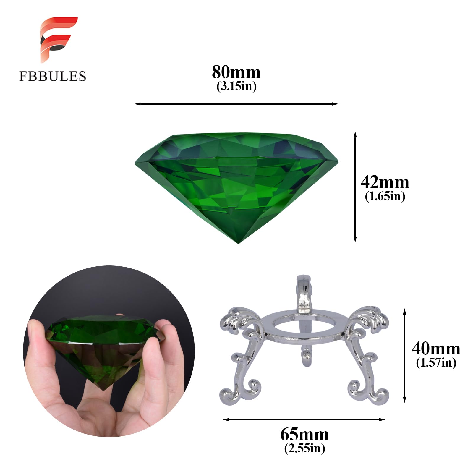 80mm Fermacarte Diamante in Cristallo Trasparente con Supporto, Diamanti Vetro Sintetico Fermacarte da Scrivania, Decorazione per la Casa, Nozze Diamante in Vetro Regalo di Nozze