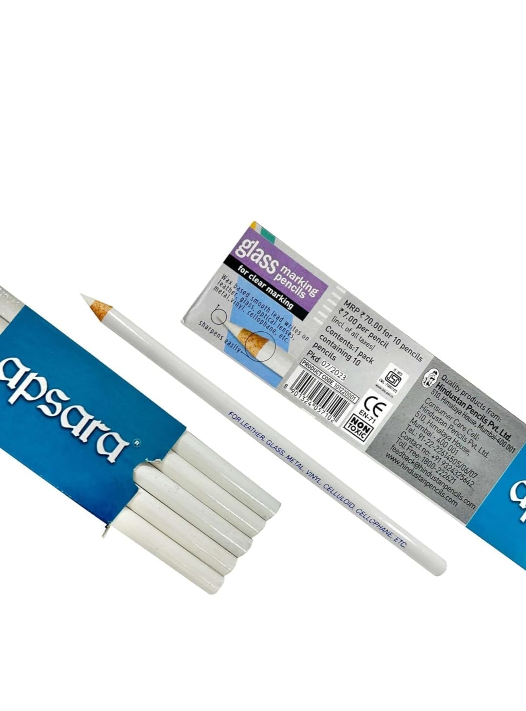 Apsara Glass Marking Pencils | White Colour | Pack of 10 | Smooth & Clear Marking on Glass, Tiles, Metal & Plastic | Durable & Easy to Use for Students, Artists & Professionals-picture-11